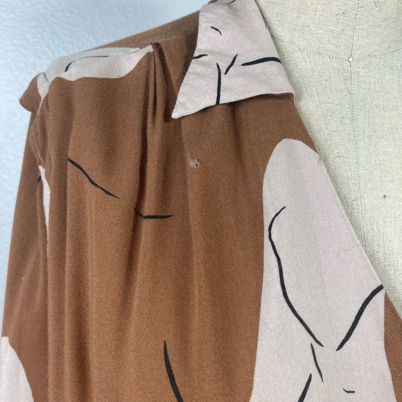 Zara Brown Face Geometric Crop Top Tie Size Medium - Picture 5 of 7